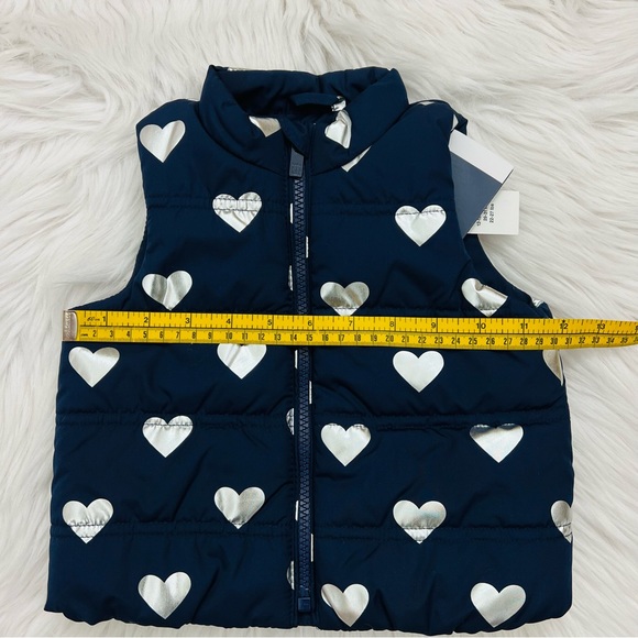 Gap Kids Toddler 12-18months Metallic Silver Hearts Navy Blue Puffer Vest - Picture 12 of 13